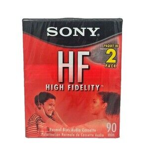 2 Pack SONY HF High Fidelity Normal Bias Audio Cassette 90 minutes NEW SEALED
